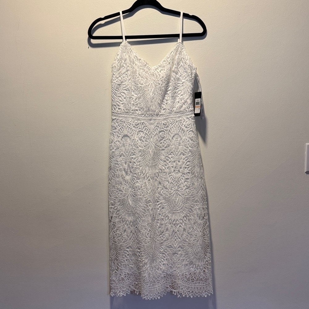 Guess White Lace Midi Dress